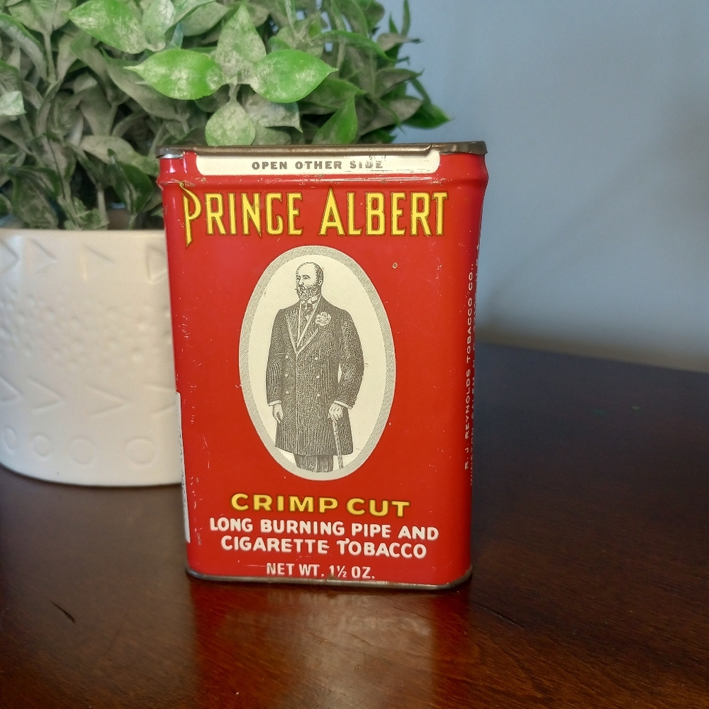 Vintage Prince Albert Crimp Cut Pipe And Cigarette Tobacco Rustic Red Tin Empty